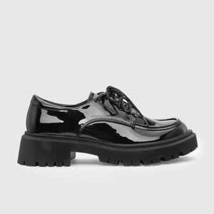 Cider Black Platform Polished Loafers